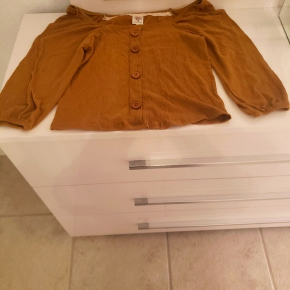 Self Esteem Brown Button-Up Top